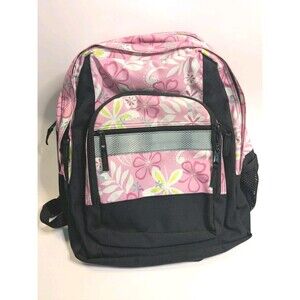 L.L. Bean Deluxe Backpack Kids Hawaiian Pink Floral Print Tropical Vintage Rare!